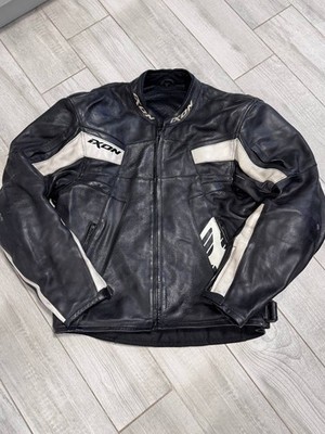 Ixon Leather Motorcycle Jacket Black White Racing Biker Size XL
