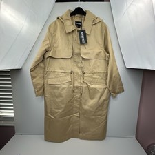 Centigrade QVC Trench Coat Beige Hooded Longline Jacket Size L