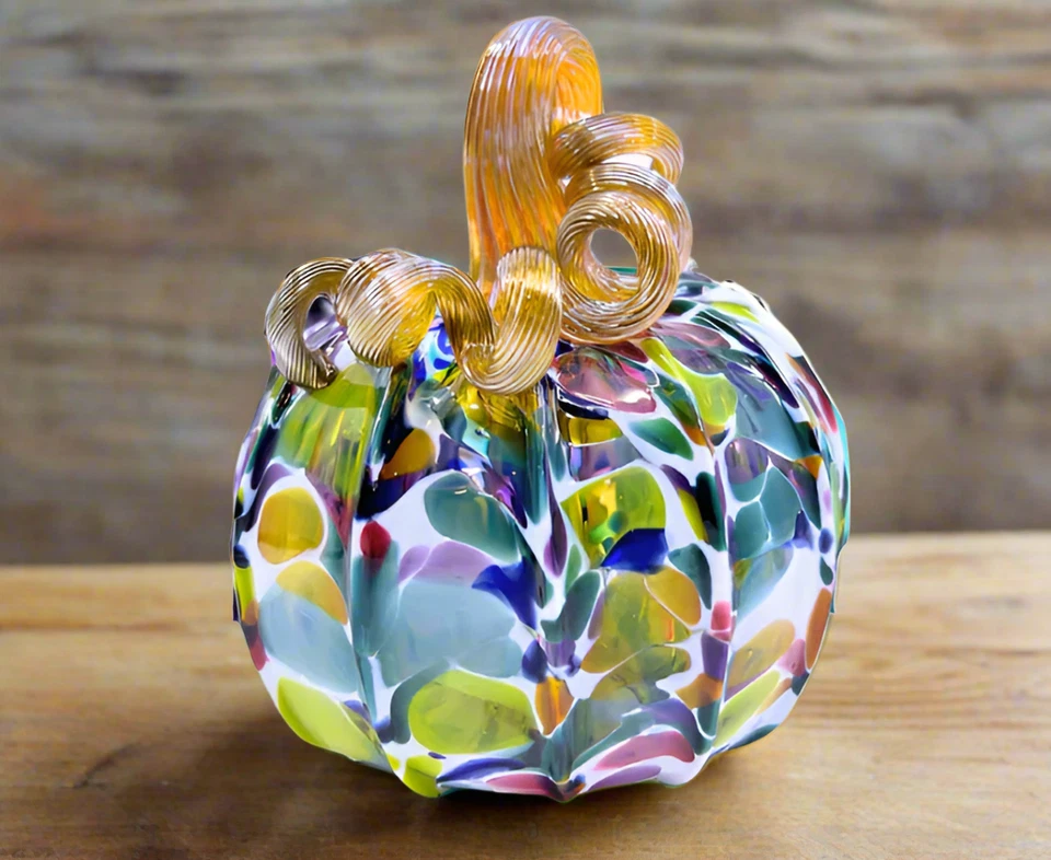 Luke Adams Glass Pumpkin- Jewel Over White, Mini - Image 1 of 1