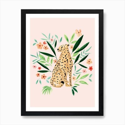Gepard 2 rosa Kunstdruck gerahmt Wandbild Poster Leinwanddruck Bild