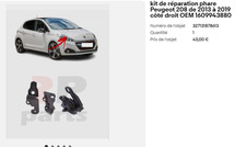 Feu avant (phare) Peugeot 208