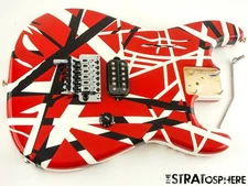 LOADED EVH Striped Series BODY Floyd Rose DTuna Red, Black and White