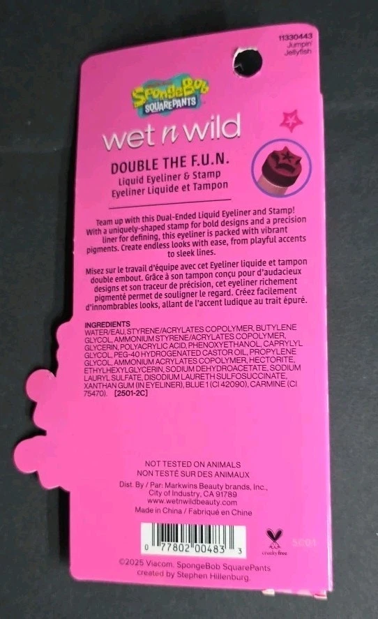 Wet N Wild SpongeBob Double the FUN Liquid Eyeliner & Stamp 2 Pc Set NEW - Image 3 of 4