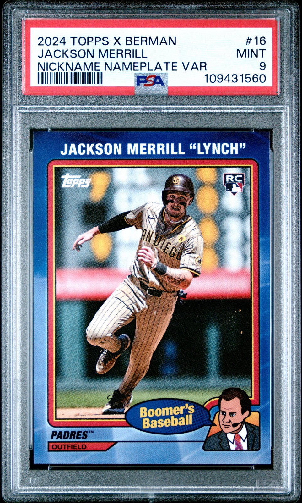 2024 TOPPS X CHRIS BERMAN: BOOMER'S BB #16 JACKSON MERRILL ROOKIE RC PSA 9