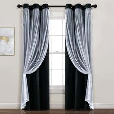 Lush Decor Sheer Grommet Blackout Curtains - Insulated Window Panel Pair 38x84"