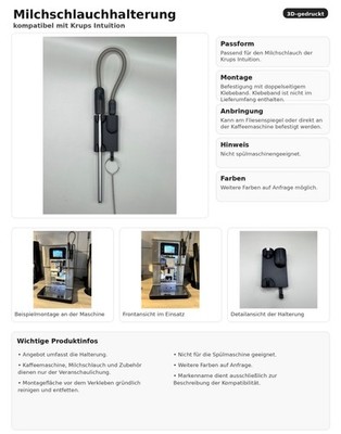 Milchschlauchhalterung Krups Intuition Halter Milchschlauch Kaffeemaschine
