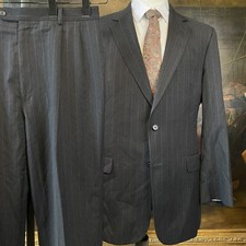Jos A Bank Signature 40L 34 x 32 2Pc Dark Gray Pinstriped 100 Wool 2Btn Suit