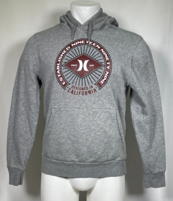 Hurley Established 1999 Graphic Grey Fleece Hooded Sweatshirt Men's SMALL
