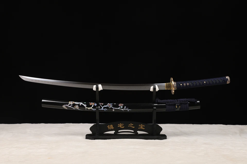 Arcilla Templada T10 Acero Japonés Samurai Espada Katana Latón Tsuba Navaja Afilada Foto 2 de 4
