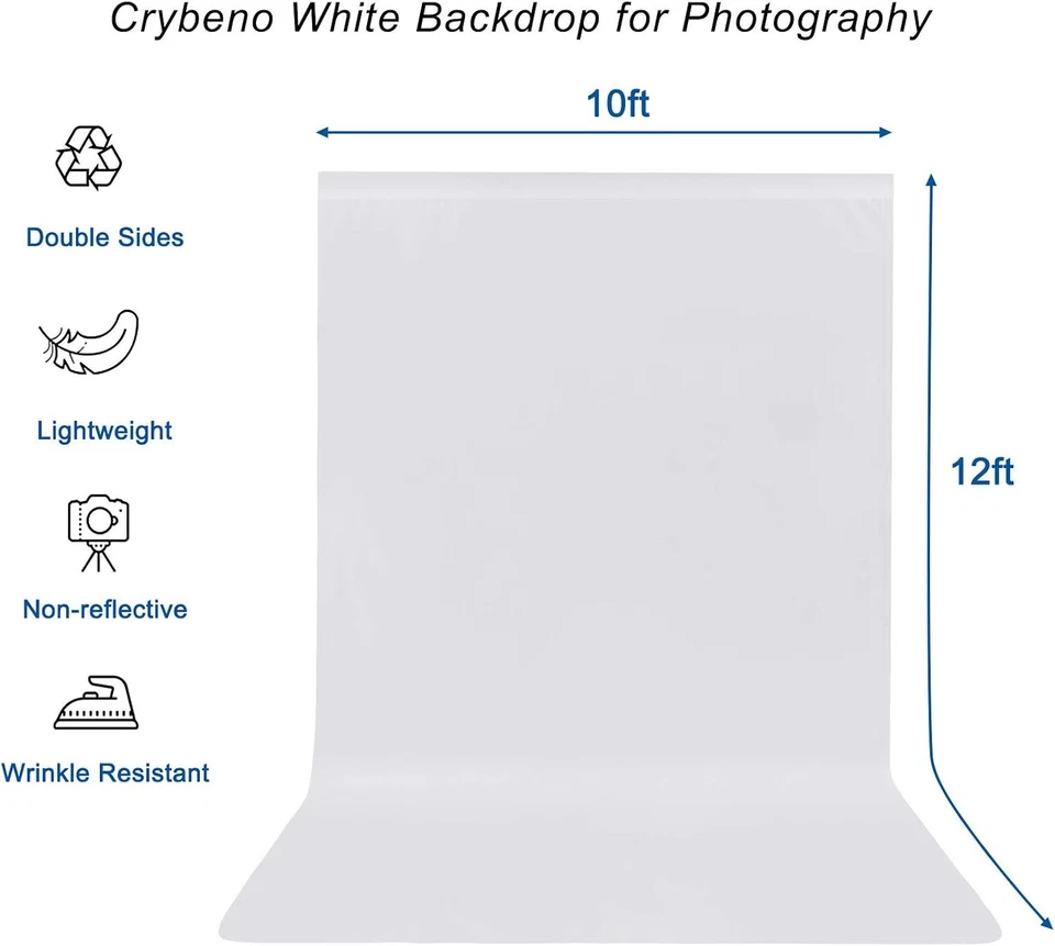 Белый фон для фотографии, ткань для фона из полиэстера хромакея 10 x 12 футов - Изображение 2 из 4