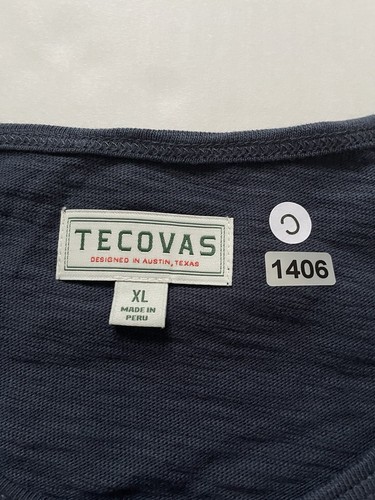 Tecovas Shirt Womens XL Navy Blue Cotton Slub Henley Short Sleeve NWT - Picture 6 of 7