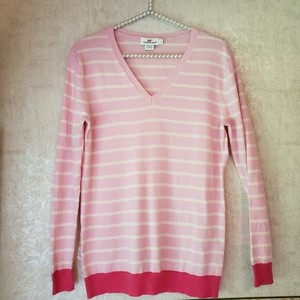 pink and white striped sweatshirt