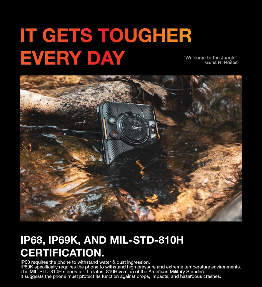 AGM H5 Pro Rugged Phone 6Gb + 128Gb: 109dB Speaker + 20MP Night Vision Camera - Image 3 of 4