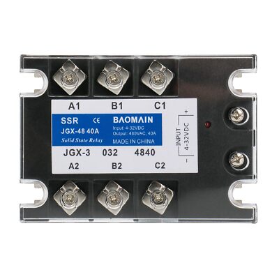 JGX-3340A 3-Phase Solid State Relay 4-32V DC Input 480V AC 40A Output