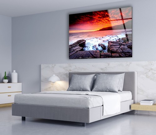 Arte de pared de vidrio rojo cielo por la noche - Imagen 2 de 10