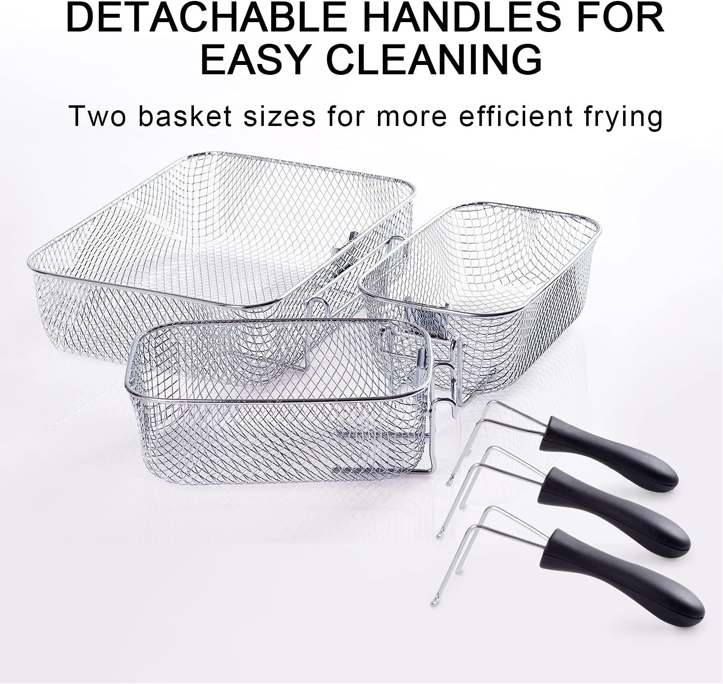 1700-Watt Stainless-Steel Triple Basket Electric Deep Fryer with Timer Free Extr