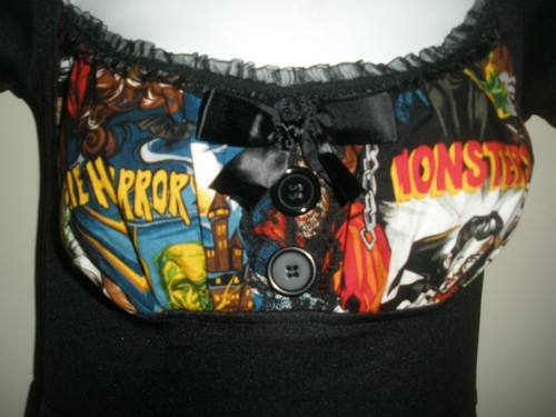 #640 Rare Paperdoll Productions Horror Monster B-Movie Shirt Halloween Dress S - Picture 5 of 8