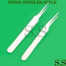 2 ASSORTED SWISS JEWELER STYLE WATCH REPAIR TOOLS FORCEPS 8 4 TWEEZERS