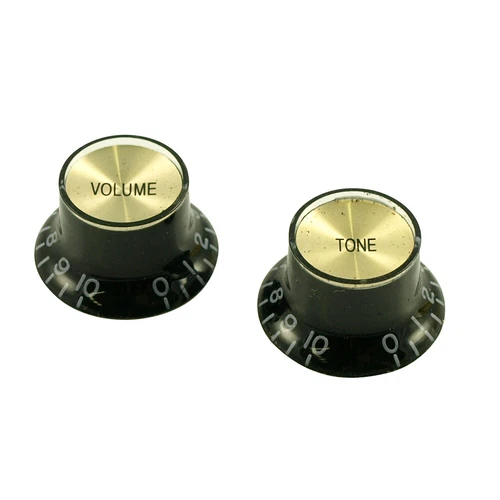 2X BLACK GOLD VOLUME & TONE TOP HAT KNOB GIBSON EPIPHONE STYLE - CTS BOURS