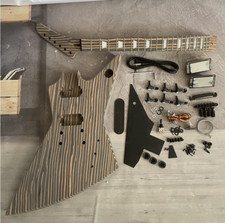 Explore Electric Guitar Zebra Wood Top DIY Kit Chrome Hardware Free Shipping