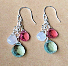 NEW STERLING SILVER GEMSTONES BRIOLETTE SUNDANCE CHARM EARRINGS HANDMADE ARTISAN