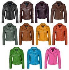 Ladies Brando Leather Jacket Fashion Biker Rock Style Real Lambskin 442