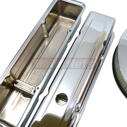 58-86 Bloque Pequeño Chevy SBC 283-350 Válvula Corta Cubierta Cromo Motor Vestir Kit - Imagen 3 de 5