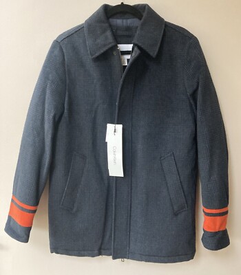 Men's Calvin Klein Car Coat Size XS Wool Blend Royal Navy Blue