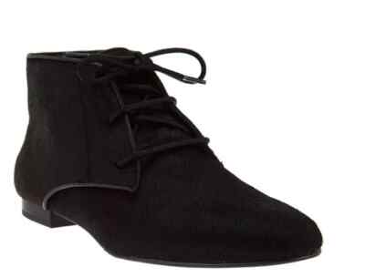 LOGO by Lori Goldstein Flat Lace-Up Ankle Boots Booties Black Pony Hair 9 M US
