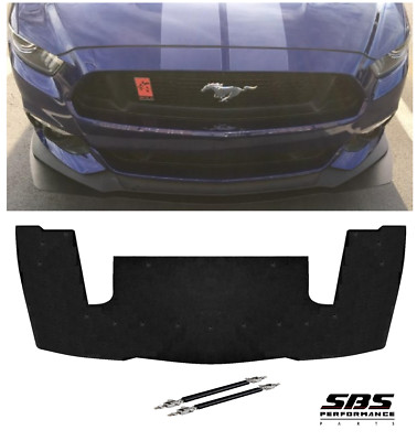 GT350R style FRONT SPLITTER+2 SUPPORT RODS for 15-17 MUSTANG Performance Pack GT