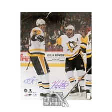 Evgeni Malkin Kris Letang Autographed Penguins 16x20 Photo - BAS (White Jersey)
