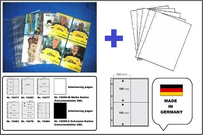 10-A4-FOTOHÜLLEN-POSTKARTENHÜLLEN-120my-4x10x15cm-+-weiße-Zwischenblätter-ZWL