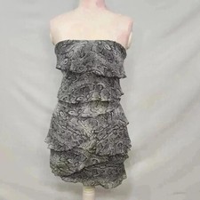 BCBGMAXAZRIA Ginger Strapless Layered Ruffle Snake Print Mini Dress