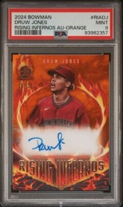 Druw Jones 2024 Bowman Chrome Rising Infernos Auto Orange 6/25 #RIADJ PSA 9
