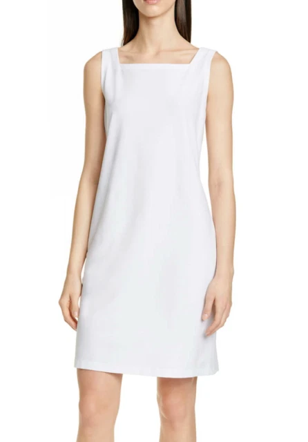 EILEEN FISHER SQUARE NECK WHITE SHIFT DRESS sz L 14 16 eBay