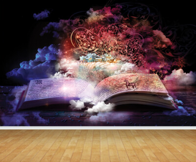 Magic Book Mystische selbstklebende Tapete Hintergrund Wandbild Feature Abziehbild Druck