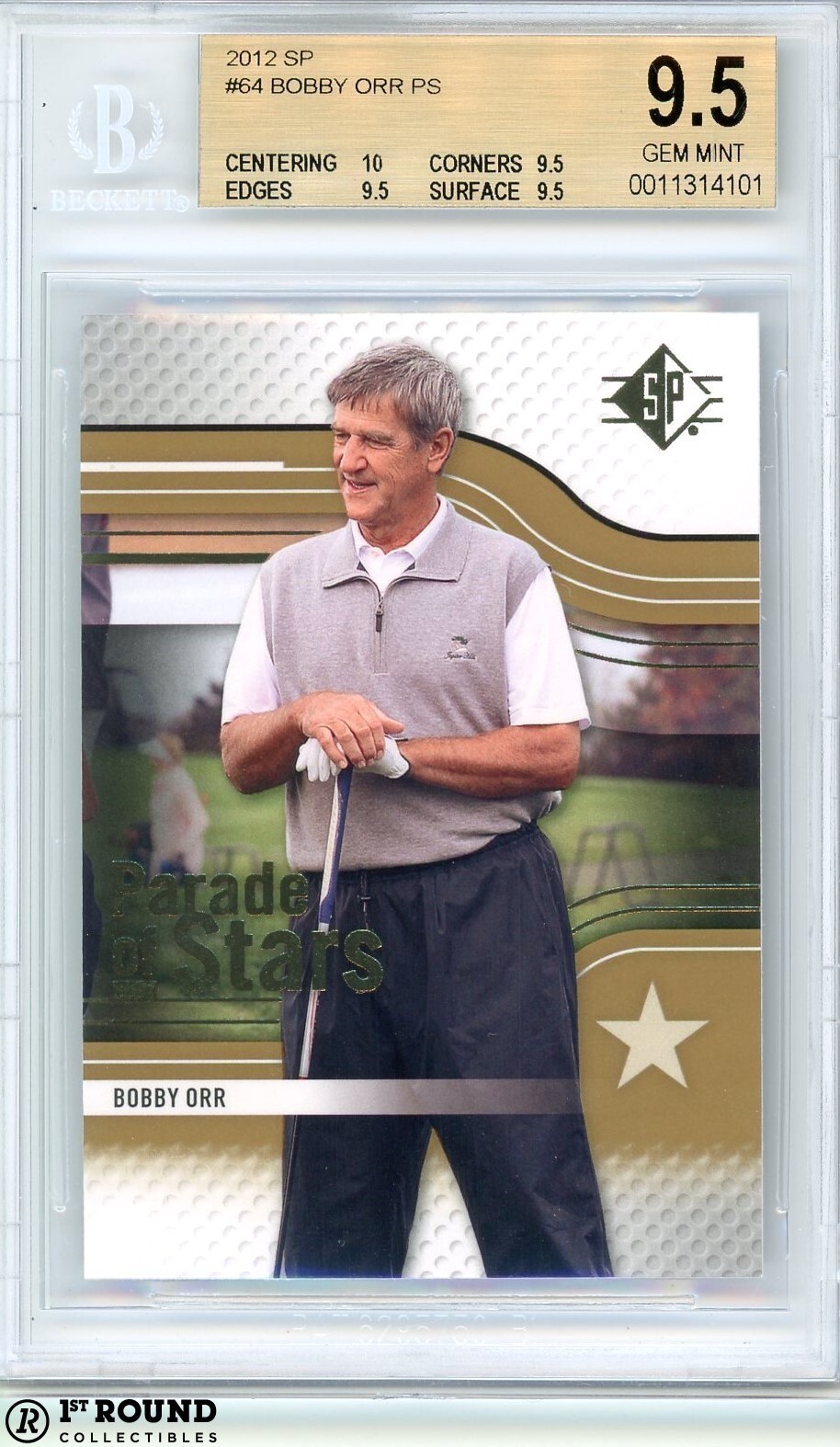Bobby Orr BGS 9.5: 2012 SP Parade of Stars Golf Card Gem Mint Plus #64 POP 2
