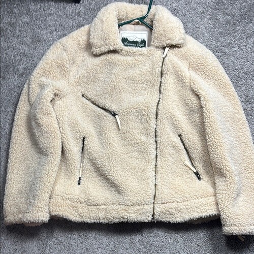 American Eagle Sherpa Moto Chaqueta Talla Pequeña Mujer Crema Sherpa Chaqueta - Imagen 2 de 6