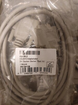 D SUB 15 Adapterkabel 2m Stecker-Stecker 15 Pol 1-1