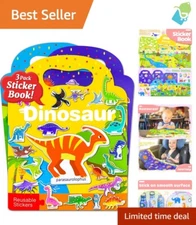 Creative Sticker Book for Toddlers - 101 Reusable Stickers: Dino, Animal, Space