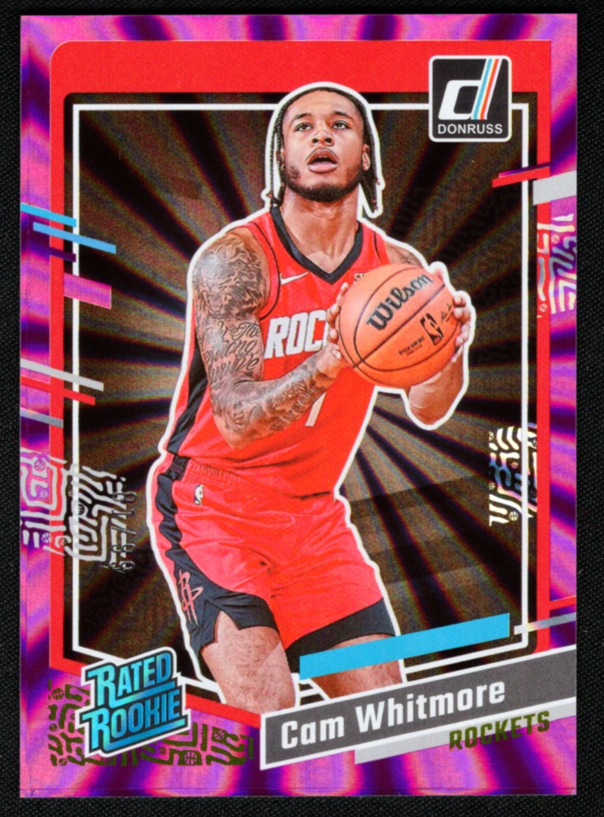 2023-24 Panini Donruss Cam Whitmore #211 Red Laser Holo Rookie RC #/99 Rockets