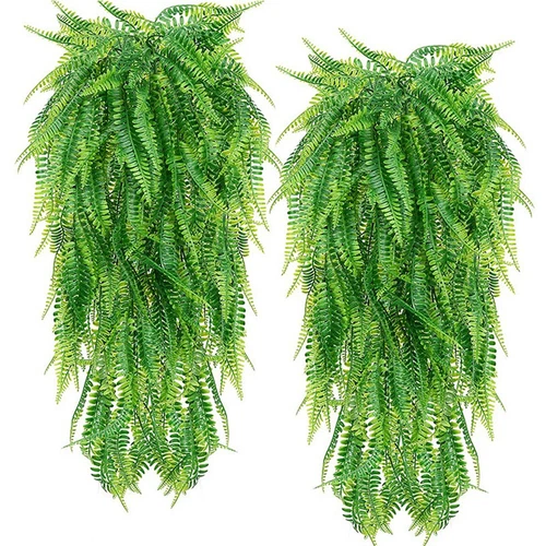 Artificial Hanging Ferns Plants Vine Fake Boston Fern Hanging Plant Waterproof - Picture 9 of 10