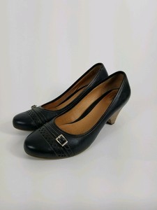 Clarks-Artisan-Buckle-Pumps-Womens-Size-Black-Leather-Heels-Shoes-9-5-M