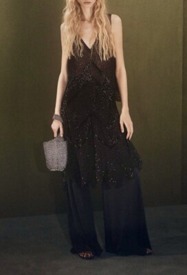 Zara x Kate Moss X Zara Metallic Thread Trousers BLACK - MEDIUM - SENT SAME  DAY | eBay UK