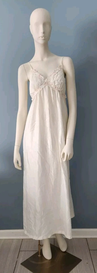 VTG Miss Dior Silky Long Elegant Ivory Lingerie Nightgown Dress SZ Small Medium - Image 2 of 4