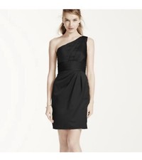 David’s Bridal Black One Shoulder Dress Size 8