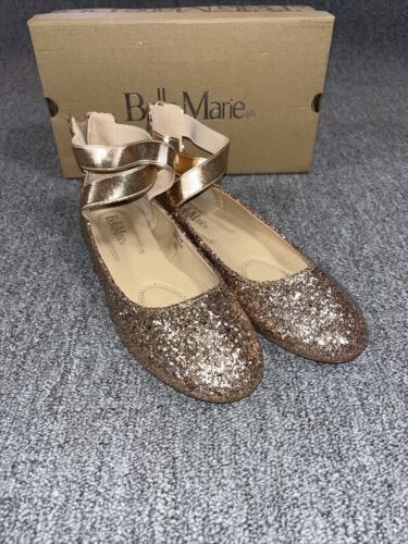 BELLA MARIE size 7.5 Champagne Glitter Ballet Flats Dress Shoes New - Afbeelding 1 van 11
