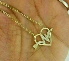 2Ct Round Cut Lab Created Diamond Women's Heart Pendant 14K Yellow Gold Plated