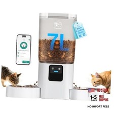 Automatic Cat Feeder 2 Cats with Slow Feed: Dual Automatic Dog Feeder White-1