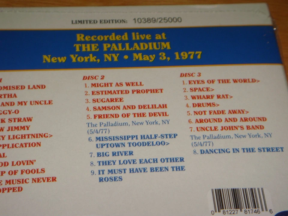 Grateful Dead DAVE'S PICKS 50 May 1977 Palladium NYC 5/3/77 3CD New #10389/25000 - Image 3 of 4